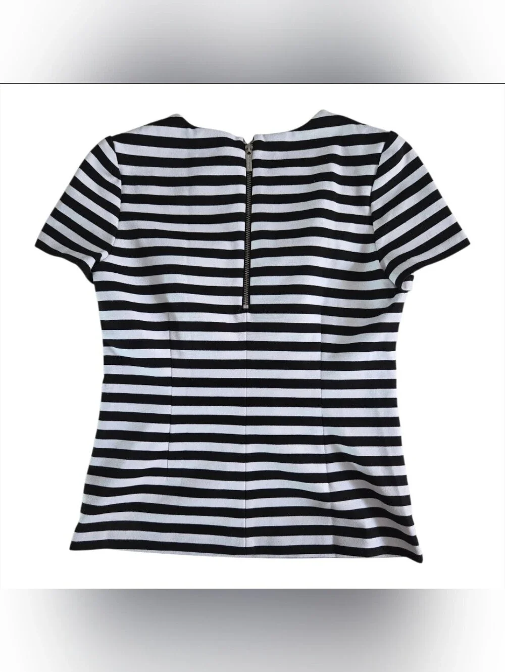 Michael Kors Black and White Striped Short Sleeve Tee Size S